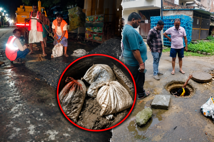 varanasi-waterlogging-sewer-line-sand-filled-sacks-fir